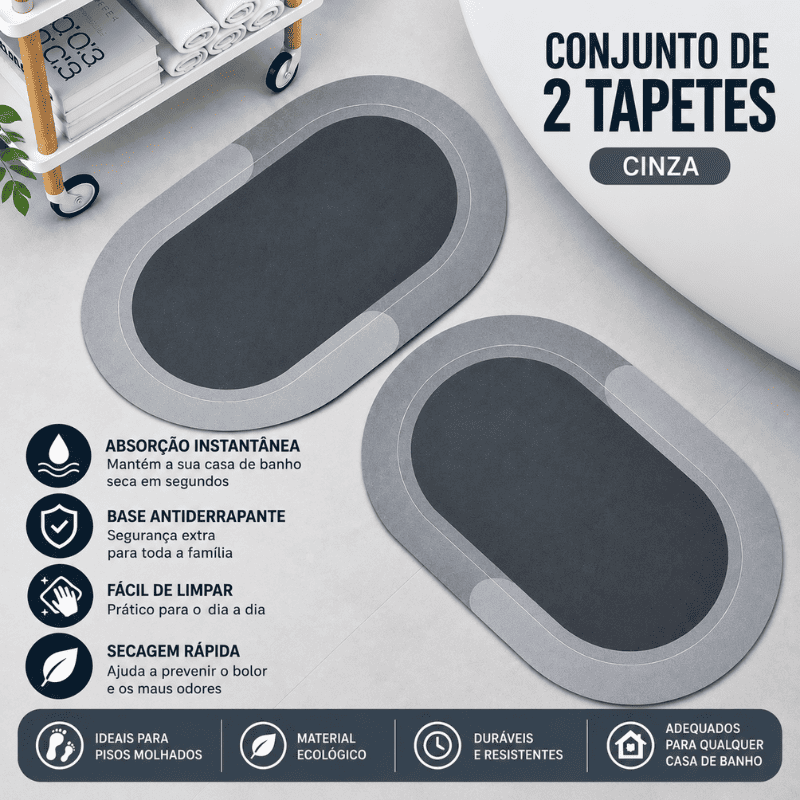 Tapete de Casa de Banho Premium HydraMat™ – Tecnologia de 4 Camadas com Secagem Instantânea