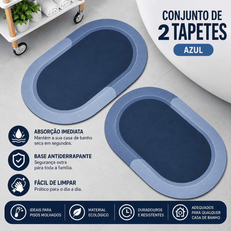 Tapete de Casa de Banho Premium HydraMat™ – Tecnologia de 4 Camadas com Secagem Instantânea