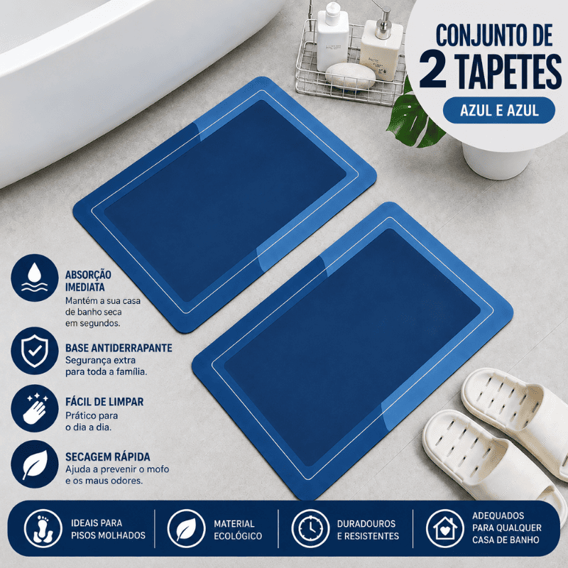 Tapete de Casa de Banho Premium HydraMat™ – Tecnologia de 4 Camadas com Secagem Instantânea