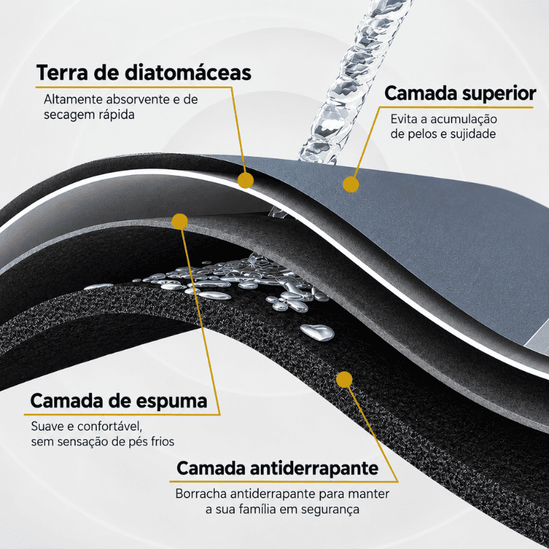 Tapete de Casa de Banho Premium HydraMat™ – Tecnologia de 4 Camadas com Secagem Instantânea