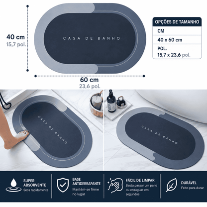 Tapete de Casa de Banho Premium HydraMat™ – Tecnologia de 4 Camadas com Secagem Instantânea